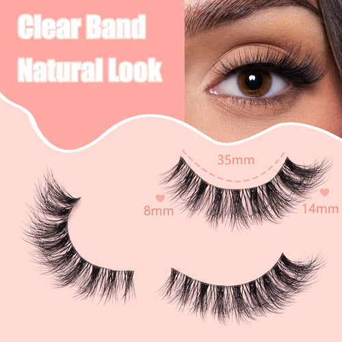Wikbik B14 Fluffy Faux Mink False Eyelashes 10 Pairs - 20mm 8D D Curl Cat Eye