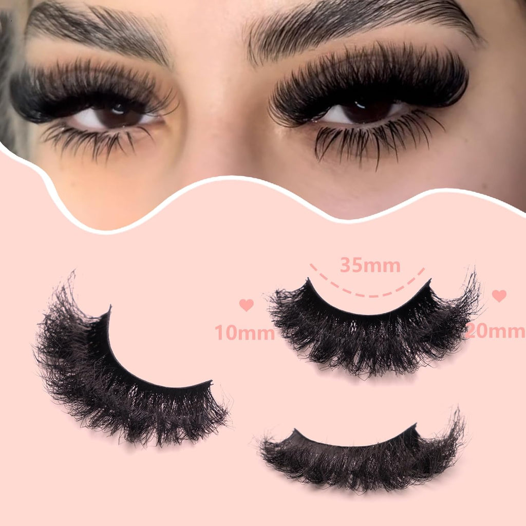 Wikbik B4 Natural Wispy False Eyelashes 10 Pairs - Short Cat Eye Faux Mink Clear Band