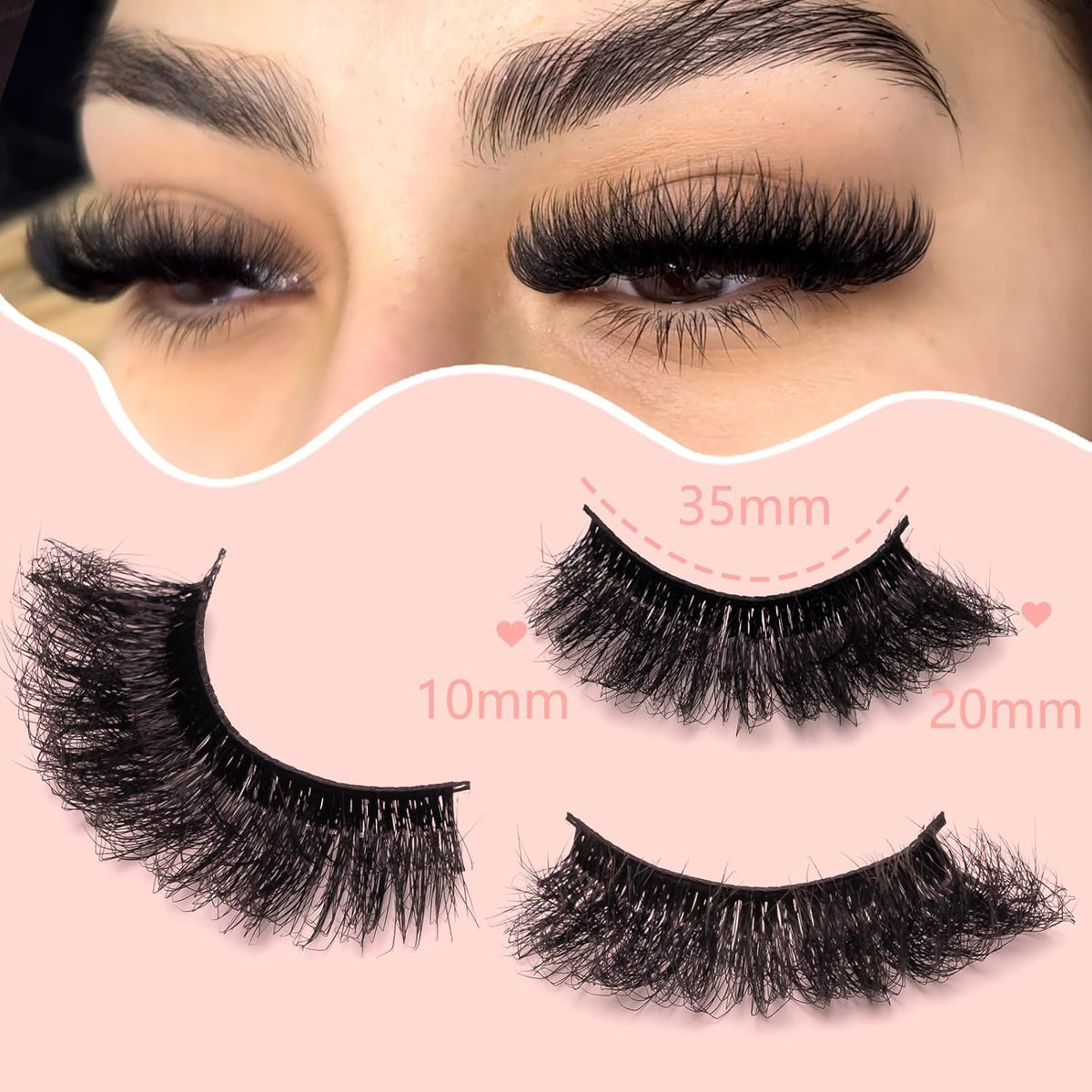 Wikbik B16 Fluffy Faux Mink False Eyelashes 10 Pairs - 20mm 8D D Curl Cat Eye