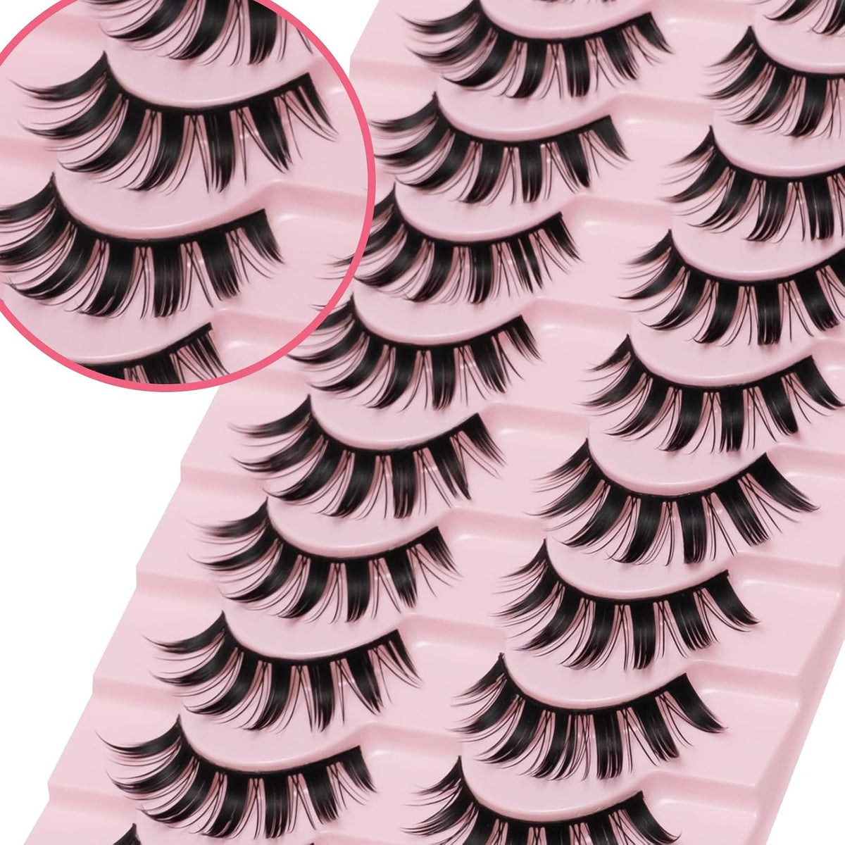 Wikbik B5 Manga Anime False Eyelashes 10 Pairs - 16mm Spiky Wispy Faux Mink
