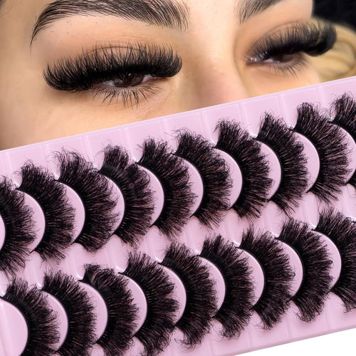 Wikbik B16 Fluffy Faux Mink False Eyelashes 10 Pairs - 20mm 8D D Curl Cat Eye
