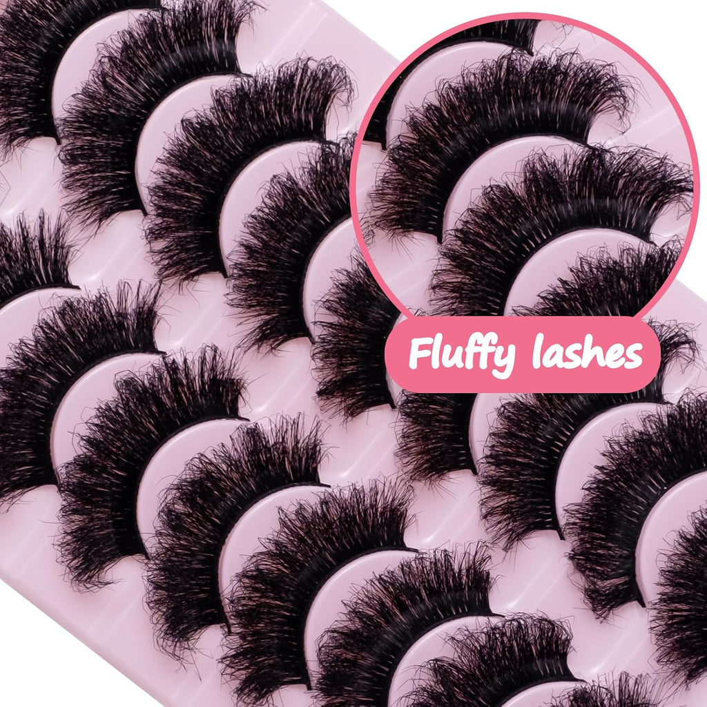 Wikbik B16 Fluffy Faux Mink False Eyelashes 10 Pairs - 20mm 8D D Curl Cat Eye