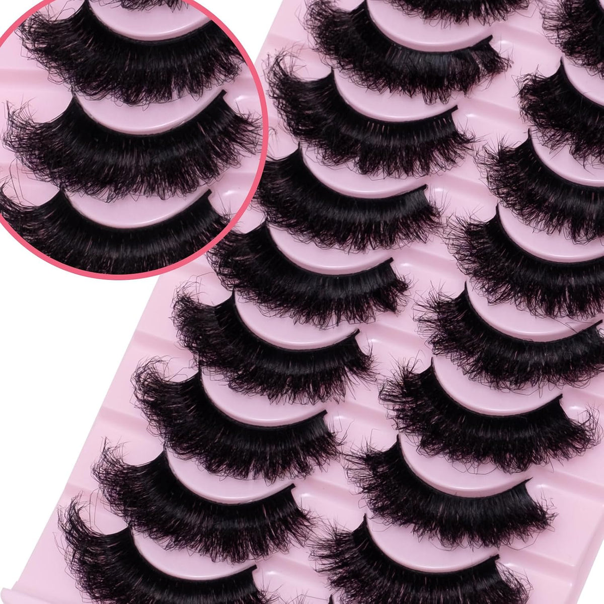 Wikbik B16 Fluffy Faux Mink False Eyelashes 10 Pairs - 20mm 8D D Curl Cat Eye