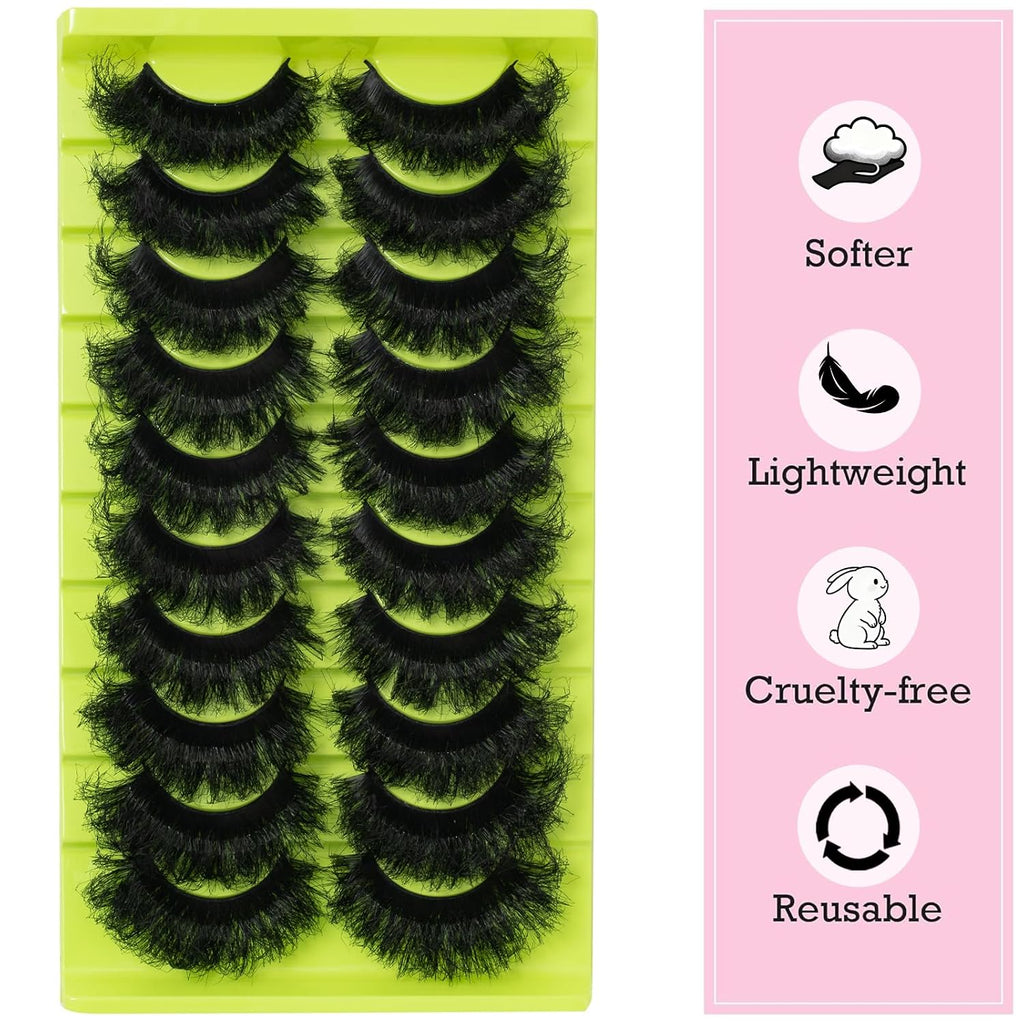 Wikbik B4 Natural Wispy False Eyelashes 10 Pairs - Short Cat Eye Faux Mink Clear Band