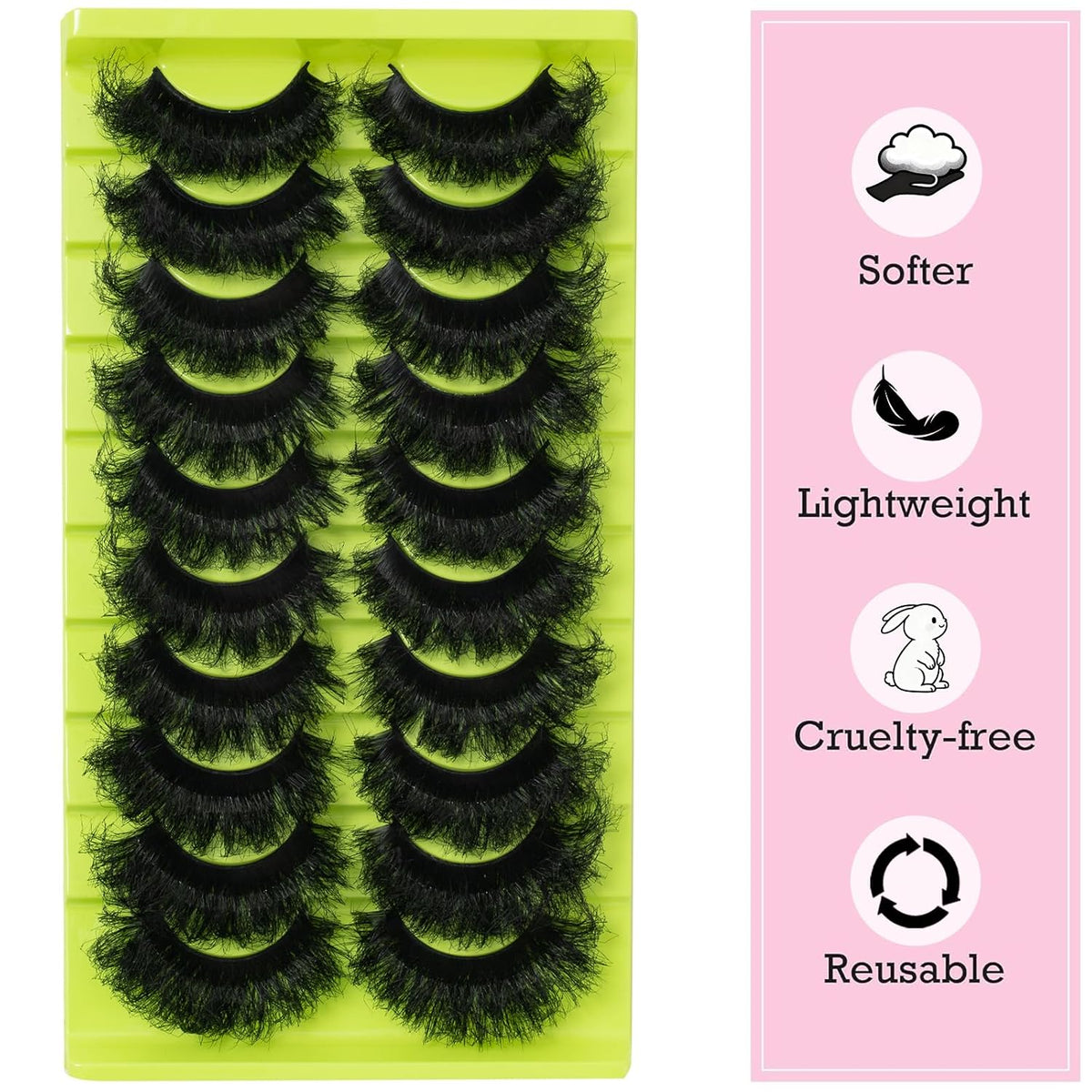 Wikbik B4 Natural Wispy False Eyelashes 10 Pairs - Short Cat Eye Faux Mink Clear Band