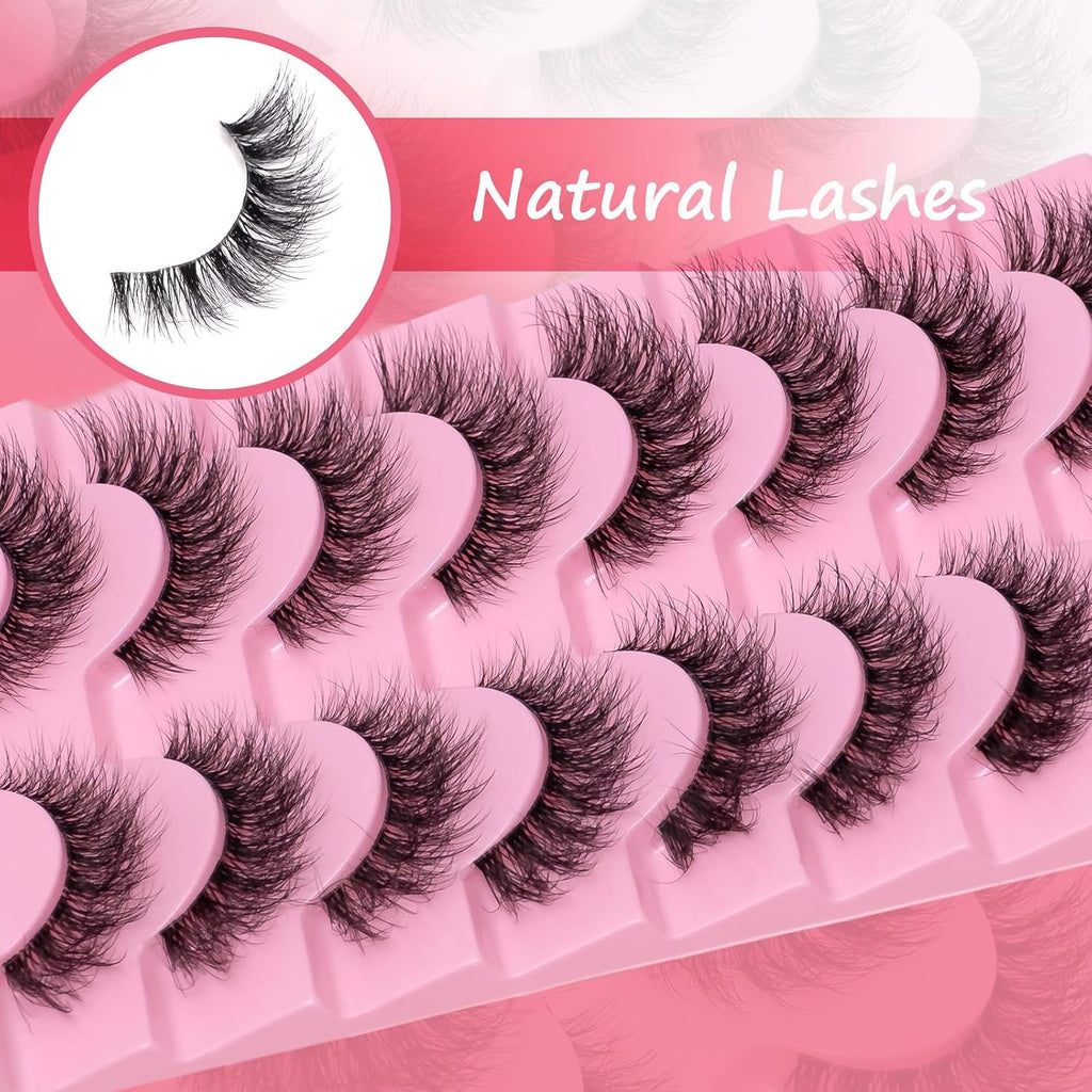 Wikbik B14 Fluffy Faux Mink False Eyelashes 10 Pairs - 20mm 8D D Curl Cat Eye