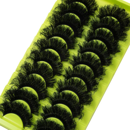 Wikbik B4 Natural Wispy False Eyelashes 10 Pairs - Short Cat Eye Faux Mink Clear Band