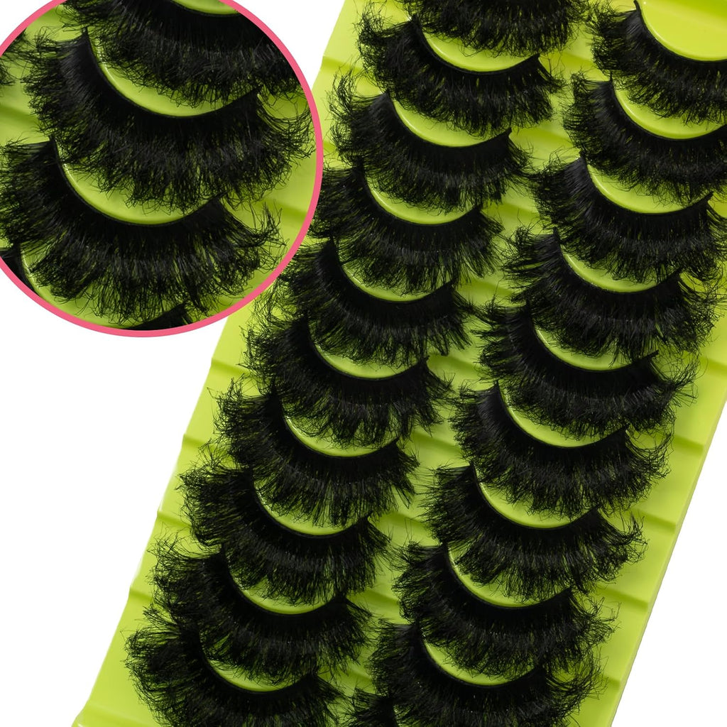 Wikbik B4 Natural Wispy False Eyelashes 10 Pairs - Short Cat Eye Faux Mink Clear Band
