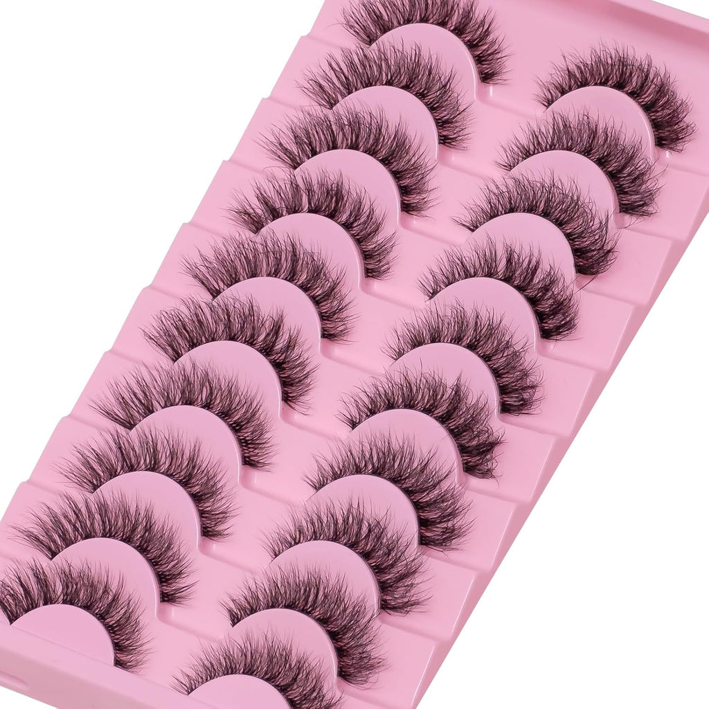 Wikbik B14 Fluffy Faux Mink False Eyelashes 10 Pairs - 20mm 8D D Curl Cat Eye