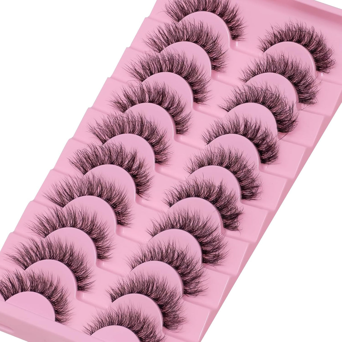 Wikbik B14 Fluffy Faux Mink False Eyelashes 10 Pairs - 20mm 8D D Curl Cat Eye