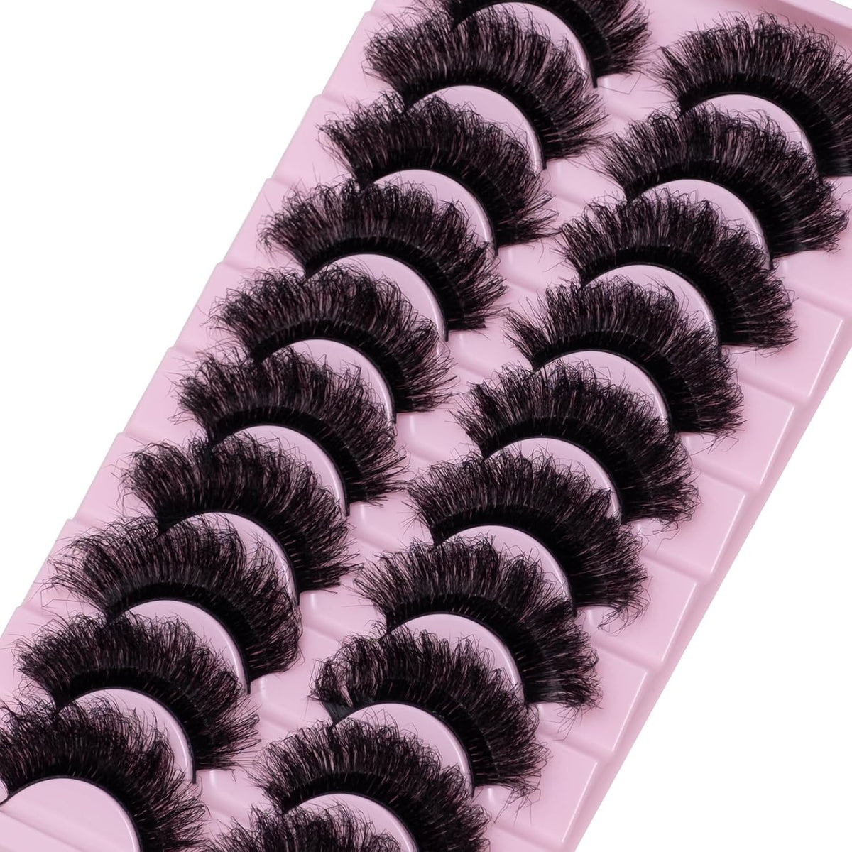 Wikbik B16 Fluffy Faux Mink False Eyelashes 10 Pairs - 20mm 8D D Curl Cat Eye