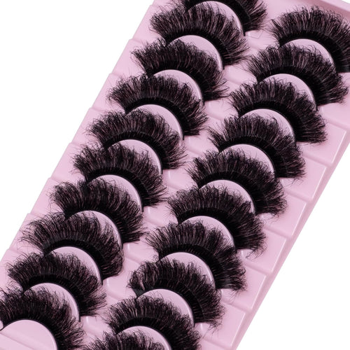 Wikbik B16 Fluffy Faux Mink False Eyelashes 10 Pairs - 20mm 8D D Curl Cat Eye