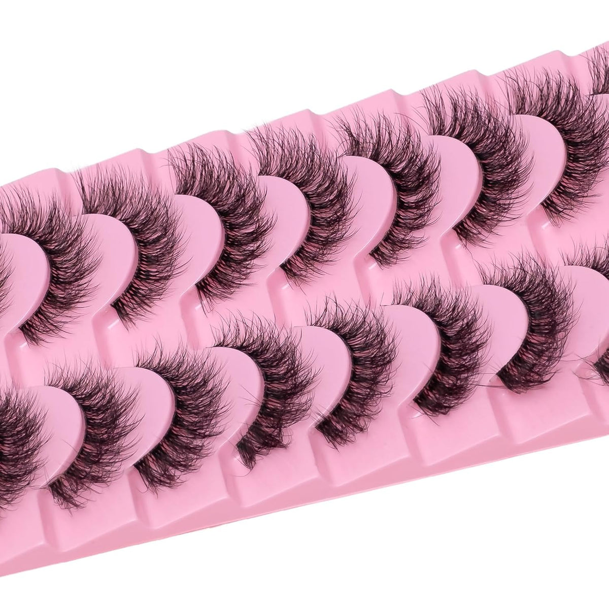 Wikbik B14 Fluffy Faux Mink False Eyelashes 10 Pairs - 20mm 8D D Curl Cat Eye