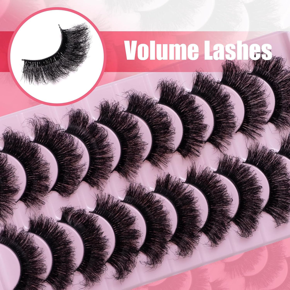 Wikbik B16 Fluffy Faux Mink False Eyelashes 10 Pairs - 20mm 8D D Curl Cat Eye