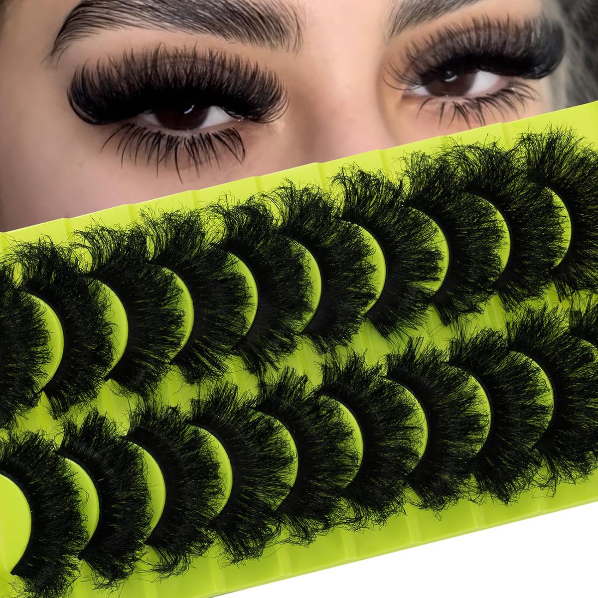 Wikbik B4 Natural Wispy False Eyelashes 10 Pairs - Short Cat Eye Faux Mink Clear Band