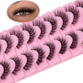 Wikbik B14 Fluffy Faux Mink False Eyelashes 10 Pairs - 20mm 8D D Curl Cat Eye